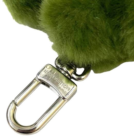 Louis Vuitton LV Lucky Trefoil Fur Bag Charm Key Ring Green Auth France Used