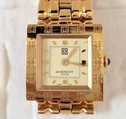 GIVENCHY Paris Square Gold Tone Women Watch Quartz REG1 558962 Swiss Made Vintag