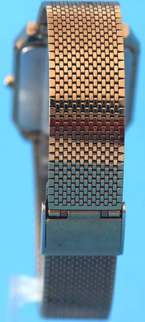 SEIKO Dolce 7741-508A Quartz Rectangle Watch Gold Tone Mesh Band Vintage 36.5mm