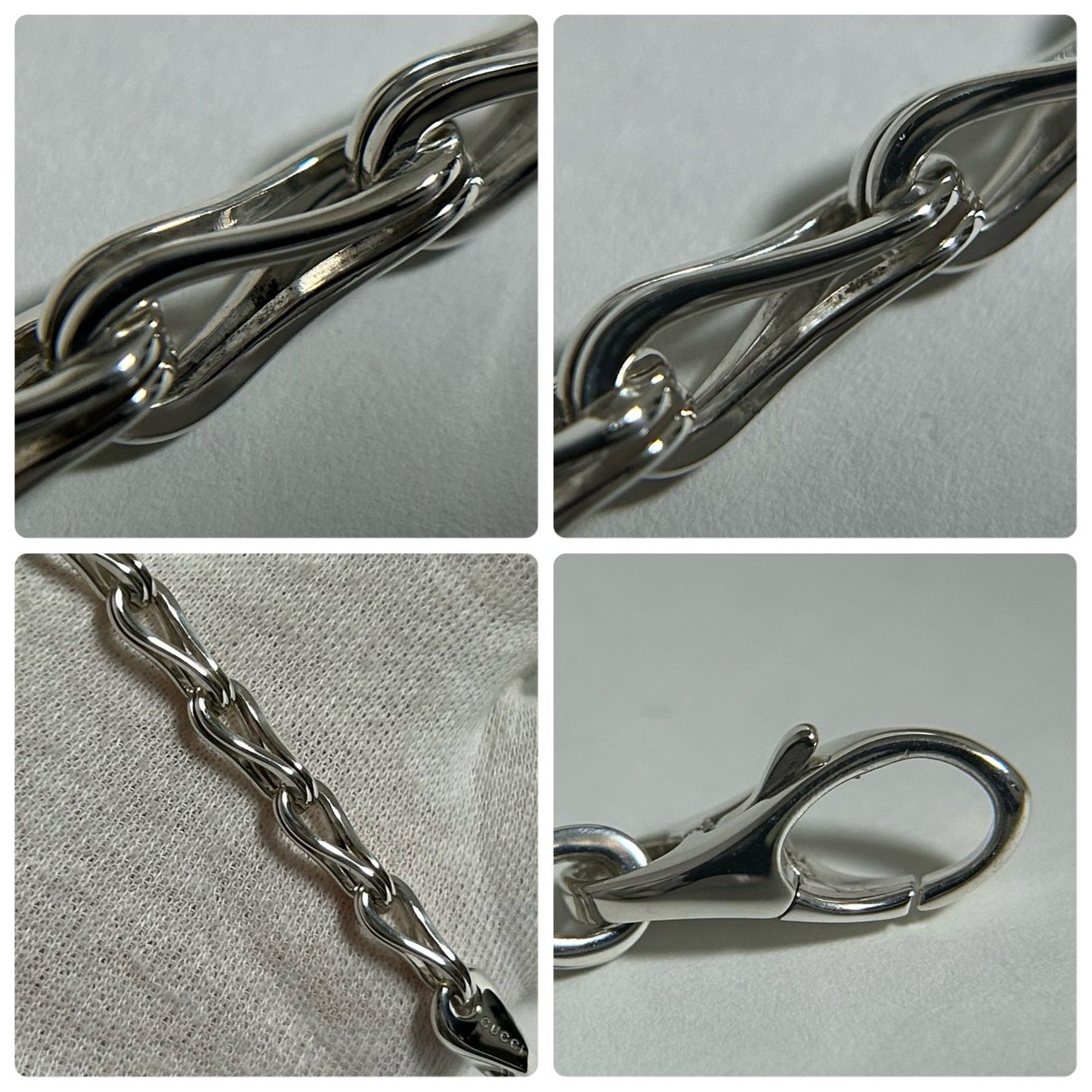 GUCCI Tom Ford Sterling Silver 925 Infinity Link Chain Bracelet Italy18cm VTG