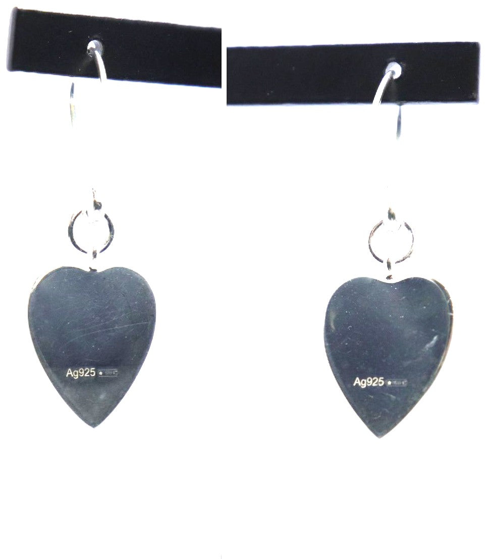 GUCCI Heart Tag Drop Earrings Silver 925 Dangle Hook Authentic Italy Japan Used