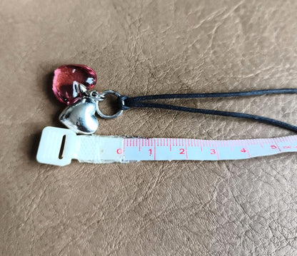 Baccarat Double Heart Necklace Pink Crystal Sterling Silver 925 Adjustable Used