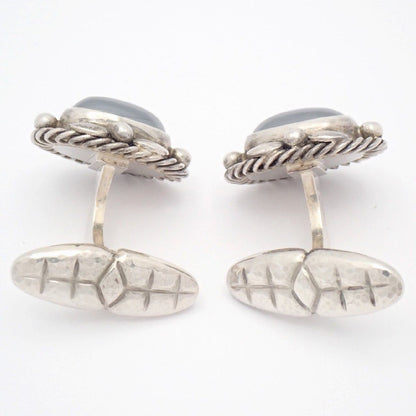 GEORG JENSEN Sterling Silver 925 Cufflinks Hematite Oval Design No.17 Denmark
