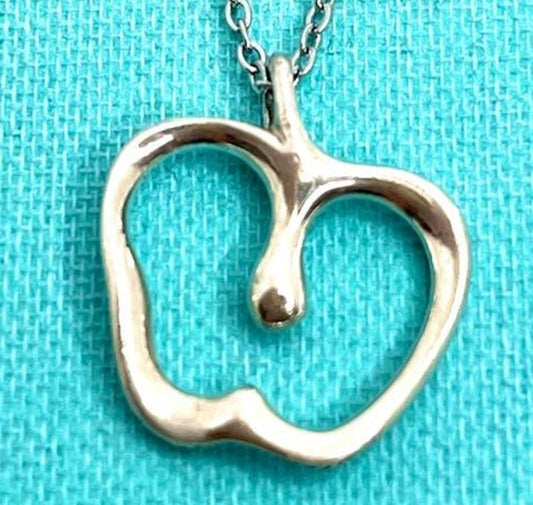 TIFFANY & CO. Apple Pendant Top Necklace Silver 925 Sterling Used　