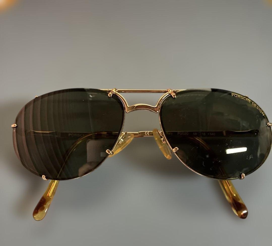 PORSCHE DESIGN P0020 Aviator Sunglasses Gold Tone Metal Italy 58mm