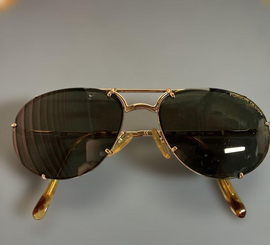 PORSCHE DESIGN P0020 Aviator Sunglasses Gold Tone Metal Italy 58mm