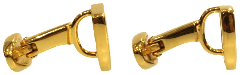 GUCCI Gold Tone Stirrup Cufflinks Mens Suit Accessory Italy Authentic 0.4x0.6in