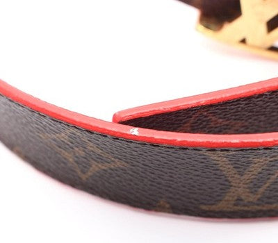 Louis Vuitton Initiales Belt Reversible Monogram Red Leather M9498 Women 80/32