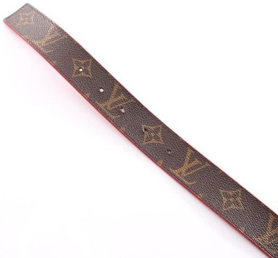 Louis Vuitton Initiales Belt Reversible Monogram Red Leather M9498 Women 80/32