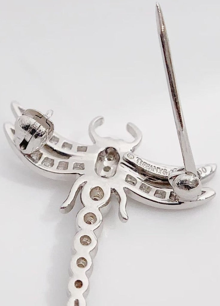 Tiffany & Co Enchant Dragonfly Brooch Diamond Platinum PT950 21.5mm Authentic