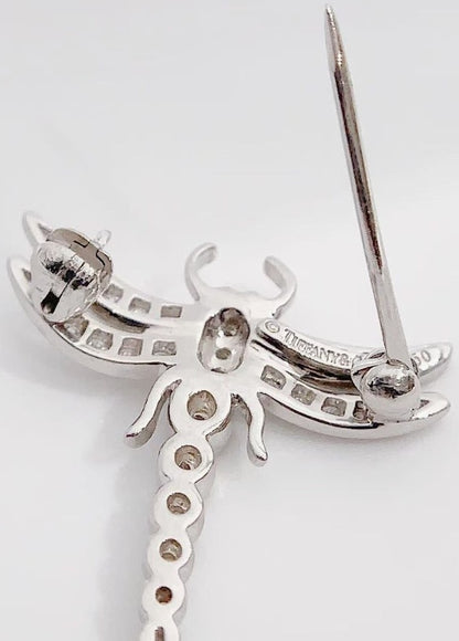 Tiffany & Co Enchant Dragonfly Brooch Diamond Platinum PT950 21.5mm Authentic