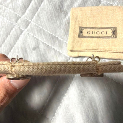 GUCCI Interlocking G Stud Earrings Silver 925 Logo Round Authentic Japan Used