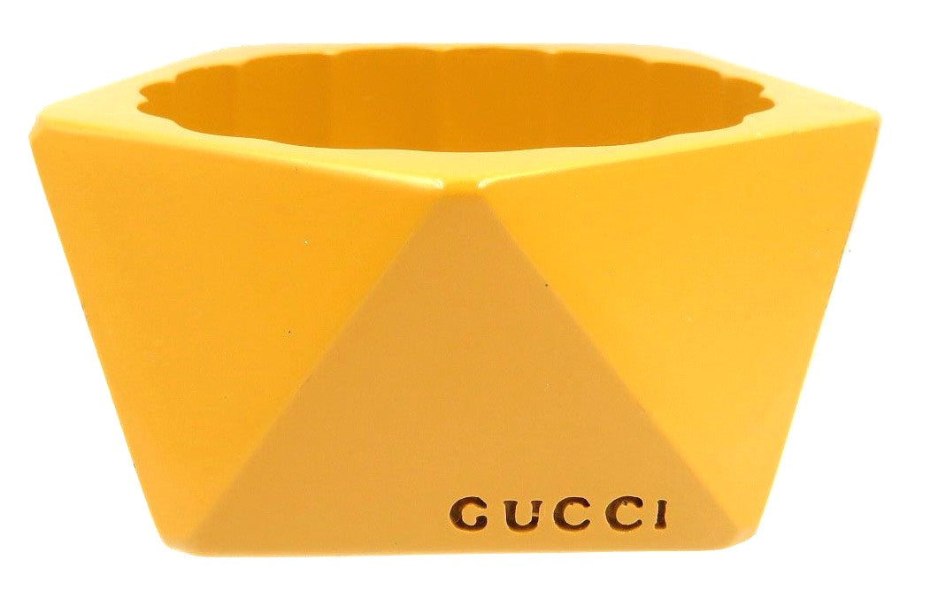 GUCCI Acrylic Geometric Bangle Bracelet Mustard Yellow 8.3in Italy Authentic