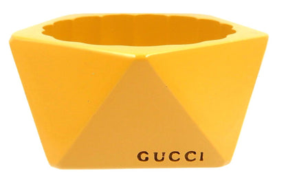 GUCCI Acrylic Geometric Bangle Bracelet Mustard Yellow 8.3in Italy Authentic