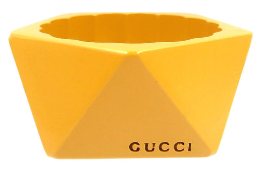GUCCI Acrylic Geometric Bangle Bracelet Mustard Yellow 8.3in Italy Authentic
