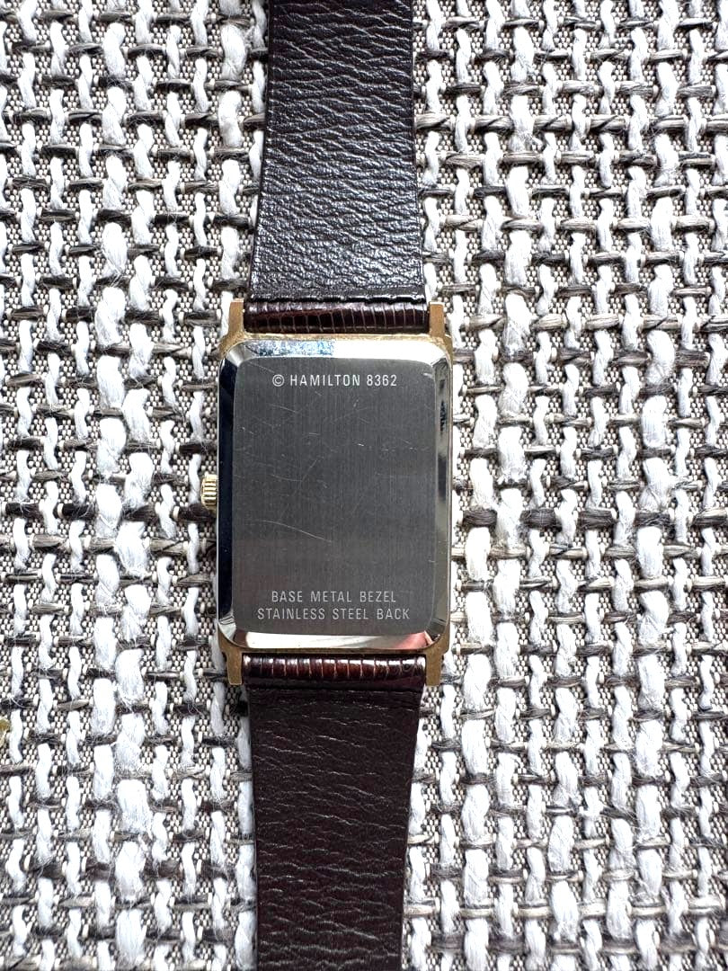 Brooks Brothers Hamilton 8362 Tank Watch Gold Tone Swiss Quartz Vintage Japan