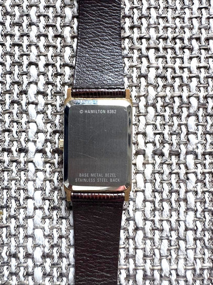 Brooks Brothers Hamilton 8362 Tank Watch Gold Tone Swiss Quartz Vintage Japan