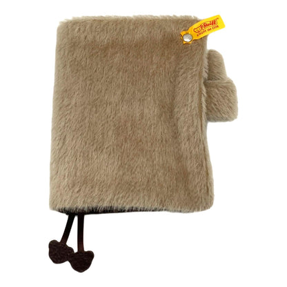 Steiff Knopf im Ohr Plush Notebook Cover Faux Fur Beige Bear Charm Book Sleeve