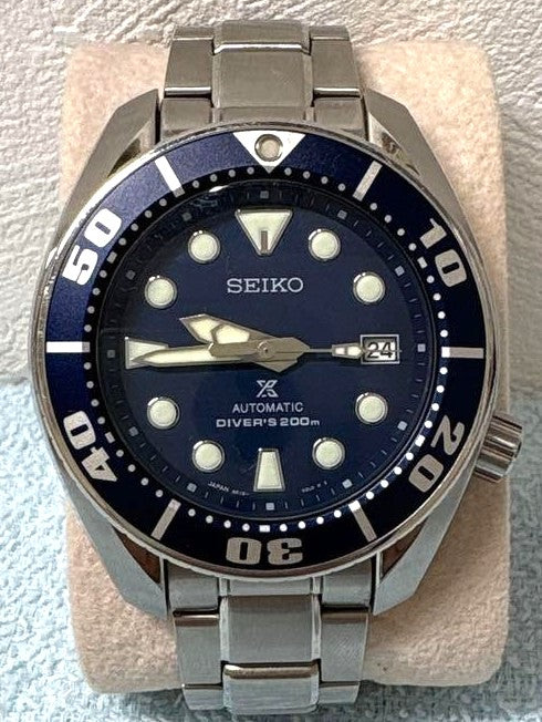SEIKO Prospex Sumo Diver's 200m Automatic Navy Blue Watch 6R15-00G0 Pre-Owned