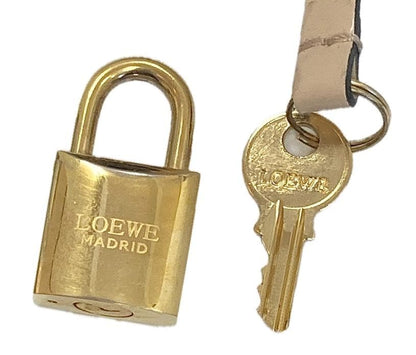 Loewe Cadena Padlock Key Clochette Gold Tone Bag Charm 3.7x2x1 cm 1.5x0.8x0.4"