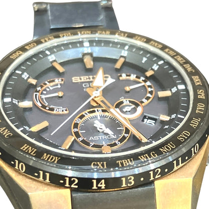 SEIKO Astron GPS Solar 8X53-0AV0-2 World Time Mens Watch Black Gold Titanium