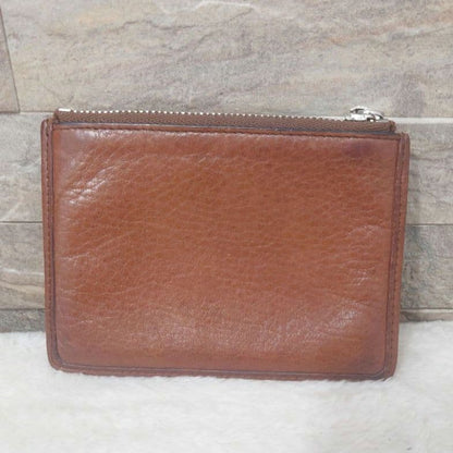 Loewe Brown Leather Embossed Coin Case Purse 12 x 9cm 4.7 x 3.5in