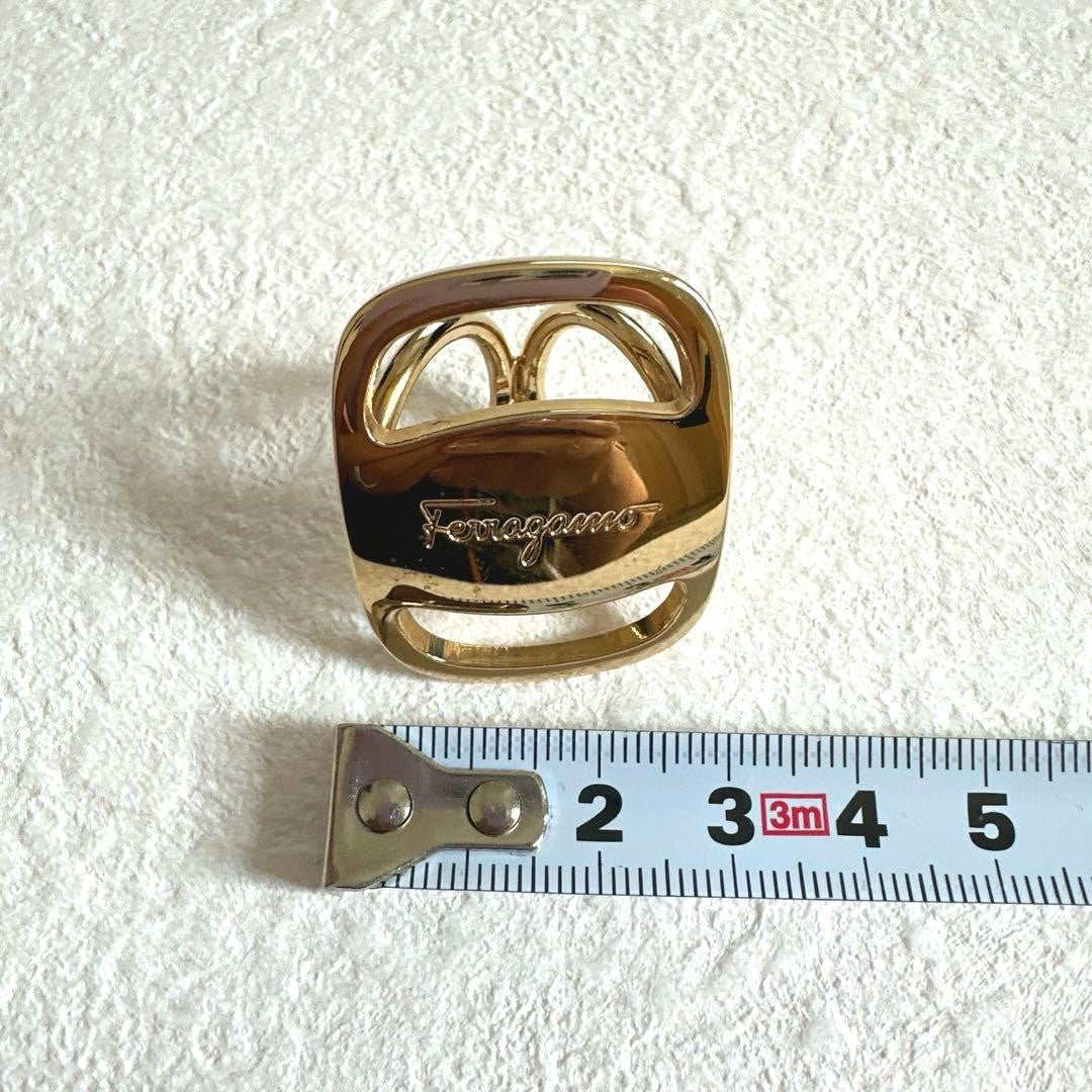 Salvatore Ferragamo Scarf Ring Gold Tone Vara Bow Cutout Women