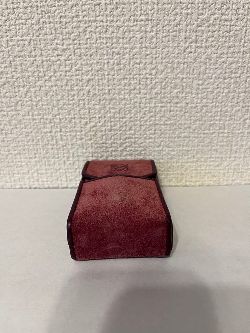 LOEWE Anagram Wine Red Suede Cigarette Case Vintage