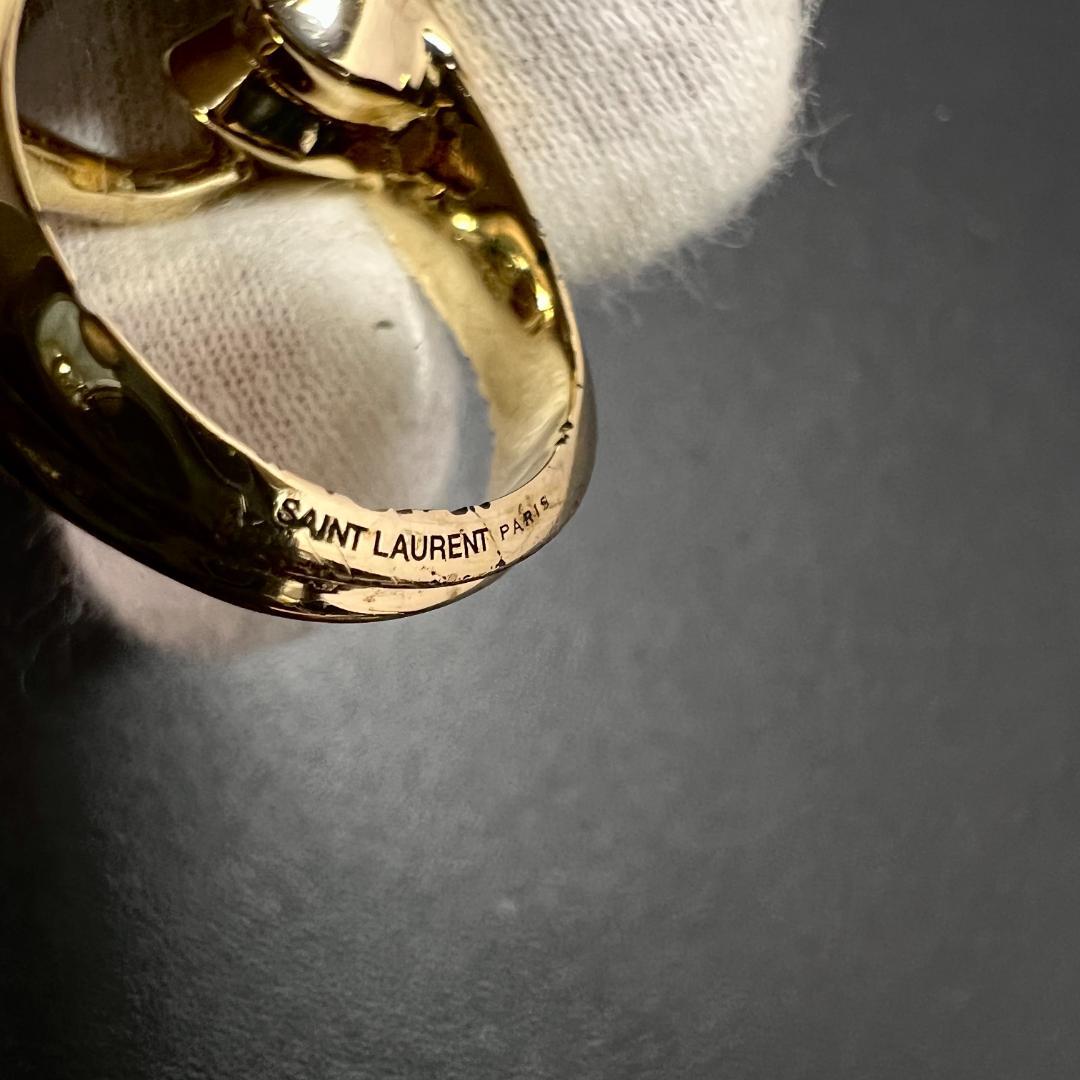Saint Laurent Gold Plated Brass Loop Ring Size 55 US 7 Rare