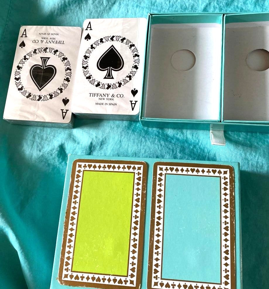 Tiffany & Co. Double Deck Playing Cards Tiffany Blue Green Ace Spade Made Spain