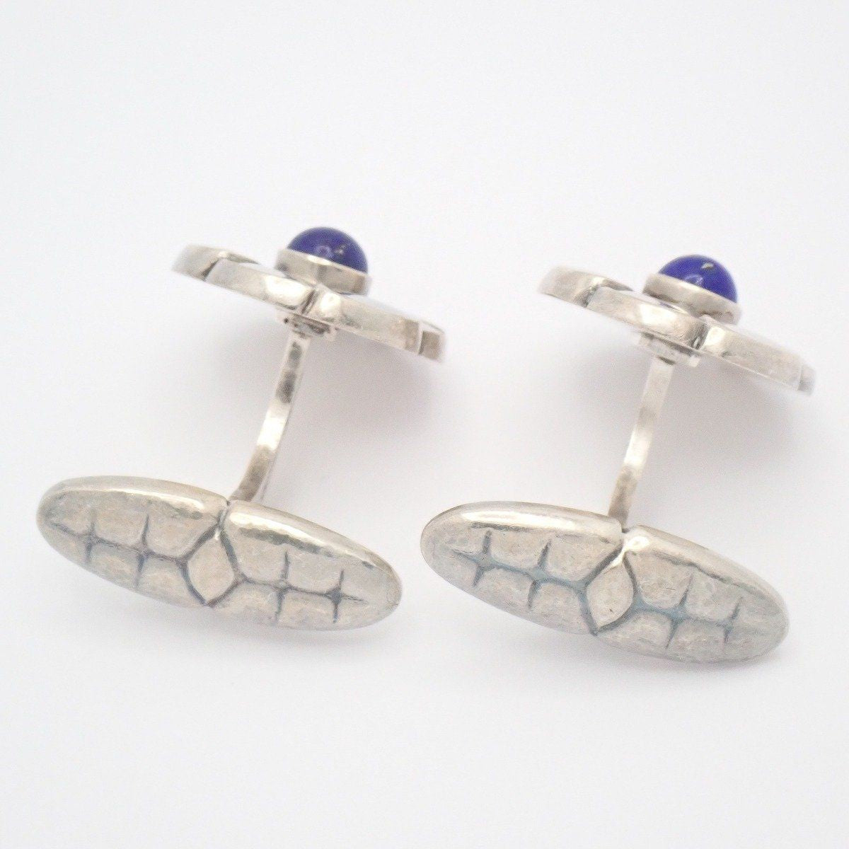 GEORG JENSEN Design Cufflinks Sterling Silver 925 Lapis Lazuli Denmark Flower