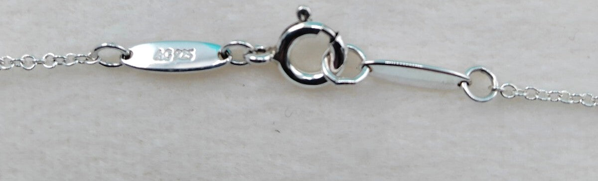 Tiffany & Co Jade Pendant Necklace Green Sterling Silver Chain 40cm(15.7") New