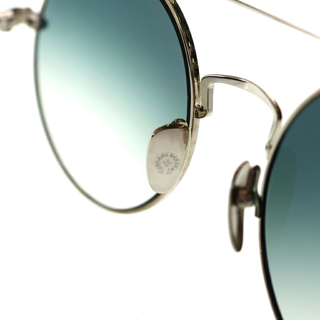 Chrome Hearts PRAWN QUEEN Double Bridge Round Sunglasses Silver 54mm Japan Used