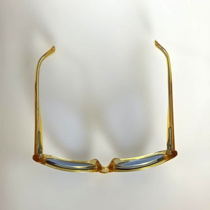ARNETTE Mantis Vintage Sunglasses Yellow Clear Frame Blue Lens Cat Eye Italy