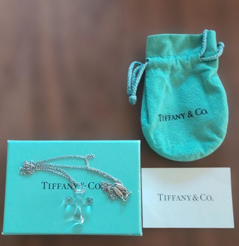 Excellent Tiffany & Co Rock Crystal Cross Platinum 950 PT950 Pendant Necklace