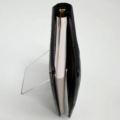 GIANNI VERSACE Medusa Agenda Notebook Cover Black Embossed Leather Gold HW