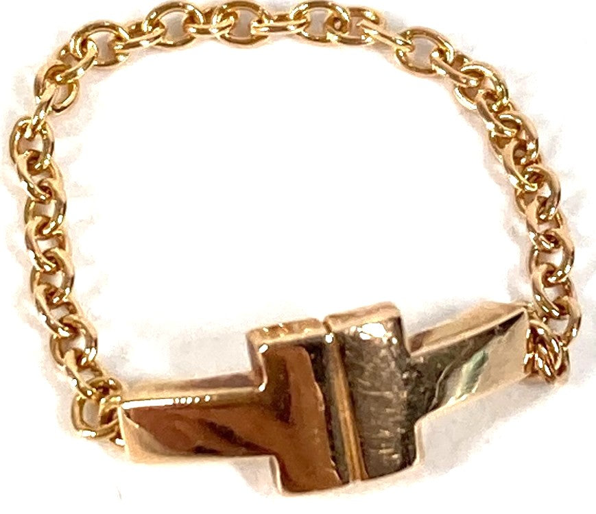 Tiffany & Co T TWO Chain Ring 18K Rose Gold US4.5 EU48 Authentic Pre-Owned