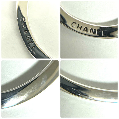 CHANEL Vintage Large Hoop Earrings Silver 925 Sterling Silver Rare Authentic