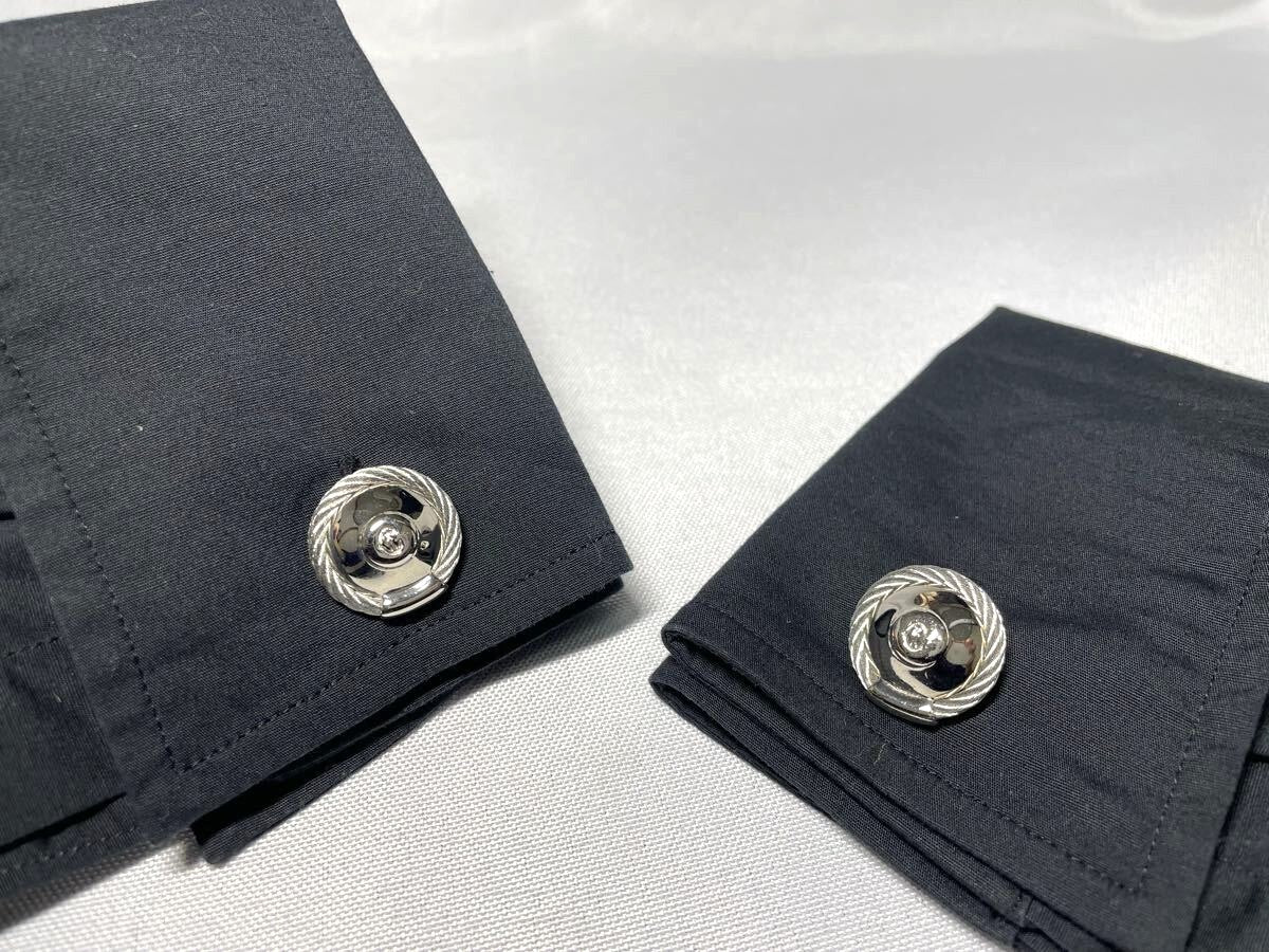 PHILIPPE CHARRIOL Cable Wire C Logo Oval Cufflinks Large Silver Tone 2.2cm
