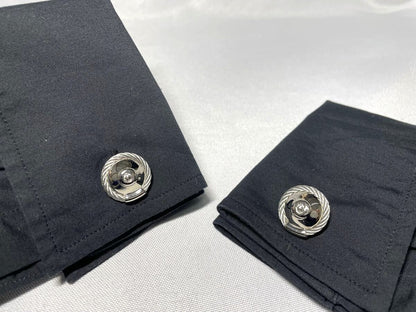 PHILIPPE CHARRIOL Cable Wire C Logo Oval Cufflinks Large Silver Tone 2.2cm