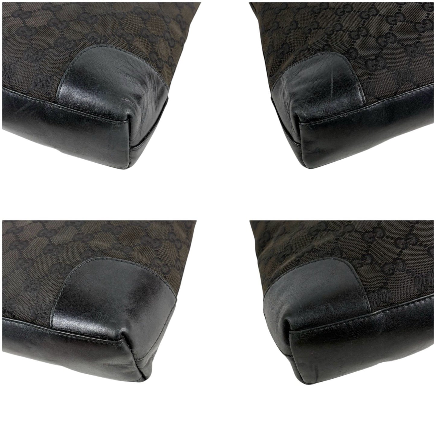 Gucci Auth GG Canvas One Shoulder Hobo Bag Black 27x25cm 10.6x9.8" Strap 46cm