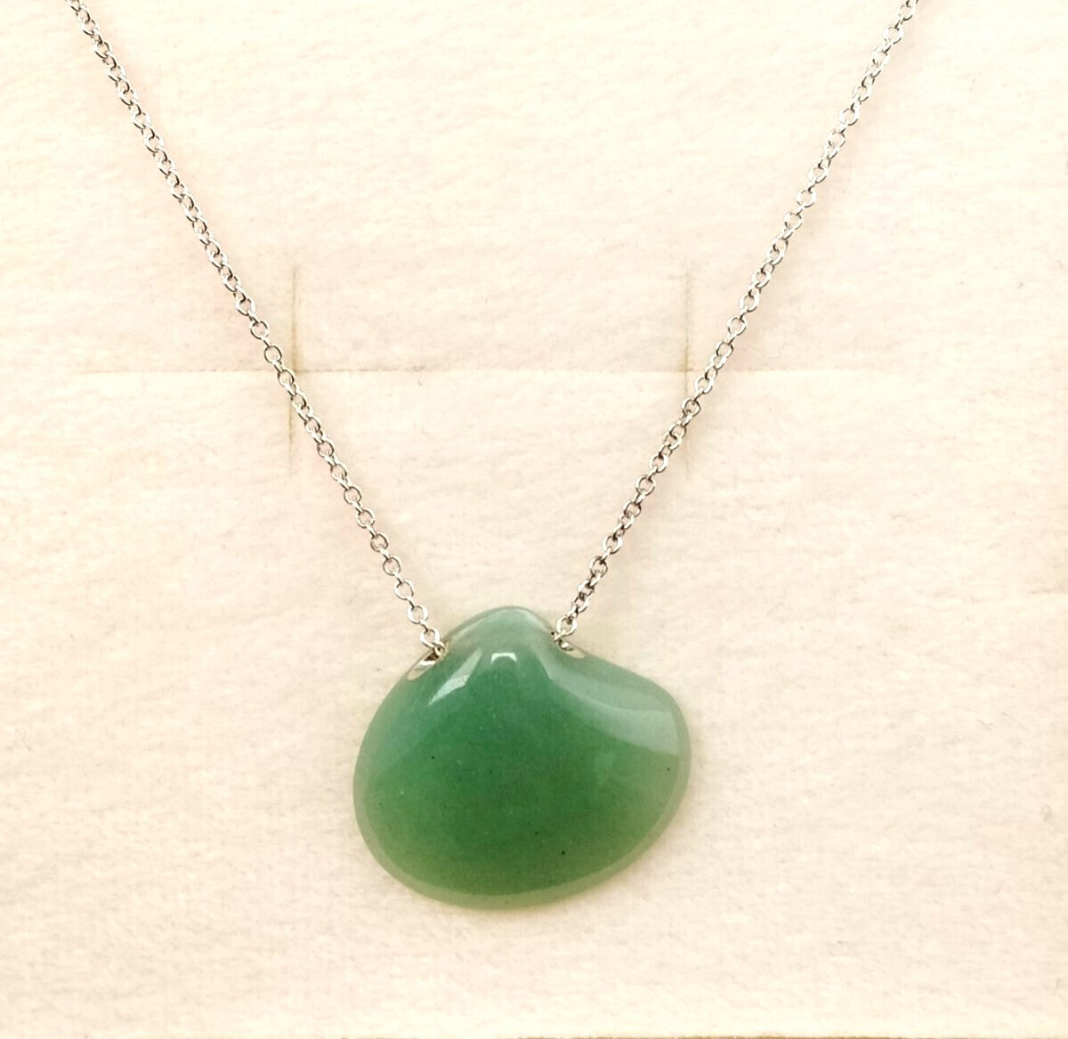 Tiffany & Co Jade Pendant Necklace Green Sterling Silver Chain 40cm(15.7") New