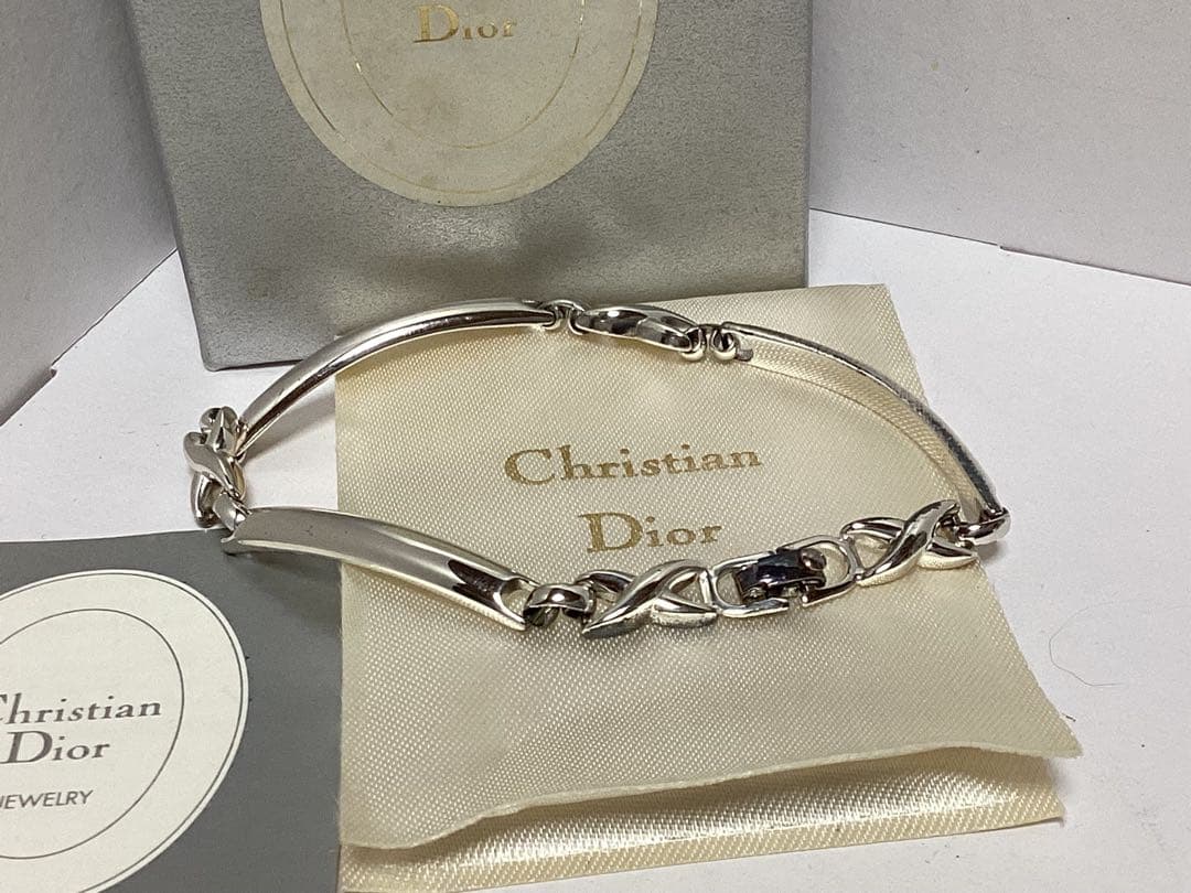 Christian Dior X Link Silver Tone Metal Bracelet Bangle
