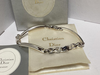 Christian Dior X Link Silver Tone Metal Bracelet Bangle