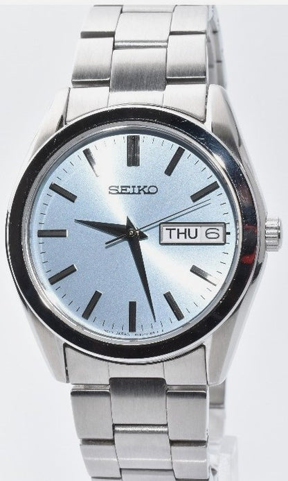 SEIKO Selection 6N53-00B0 Quartz Day-Date Watch Ice Blue Dial Steel Men's Used