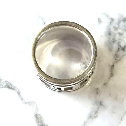 Tiffany & Co. Atlas Wide Band Ring Silver 925 Roman Numeral US6 EU51 Authentic