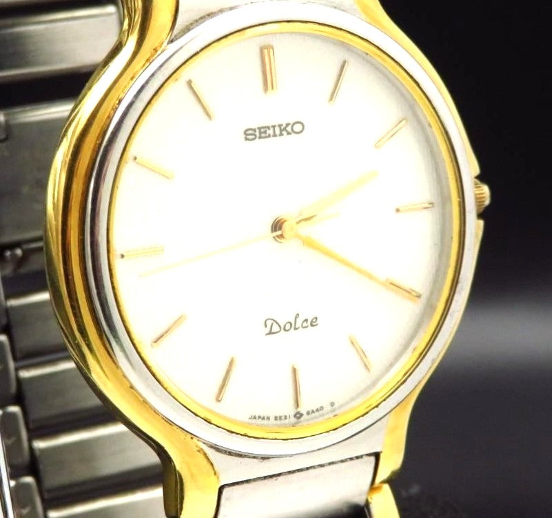 SEIKO Dolce 5E31-6A30 Quartz Watch Two-Tone Gold Silver Round 33mm Used