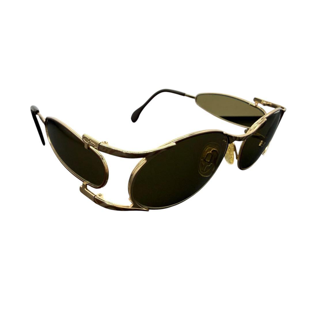 VINTAGE CAZAL Slim Oval Gold Metal Sunglasses Y2K 90s Made in Germany Used