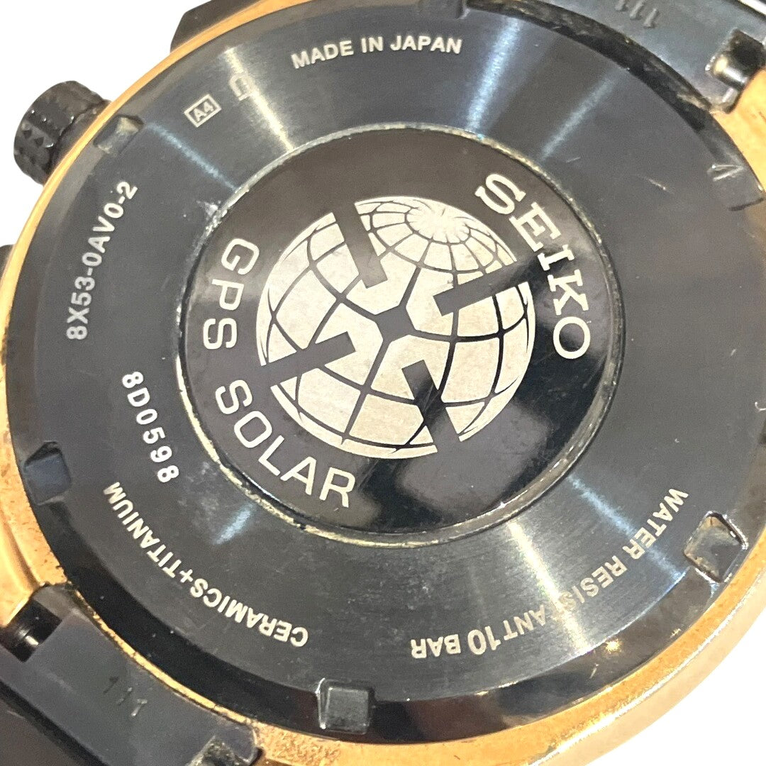 SEIKO Astron GPS Solar 8X53-0AV0-2 World Time Mens Watch Black Gold Titanium