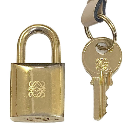 Loewe Cadena Padlock Key Clochette Gold Tone Bag Charm 3.7x2x1 cm 1.5x0.8x0.4"